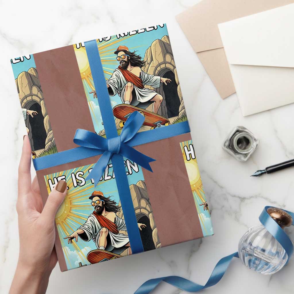 He is Rizzen Wrapping Paper Roll Funny Jesus Skateboarding Christian Meme - Wonder Print Shop