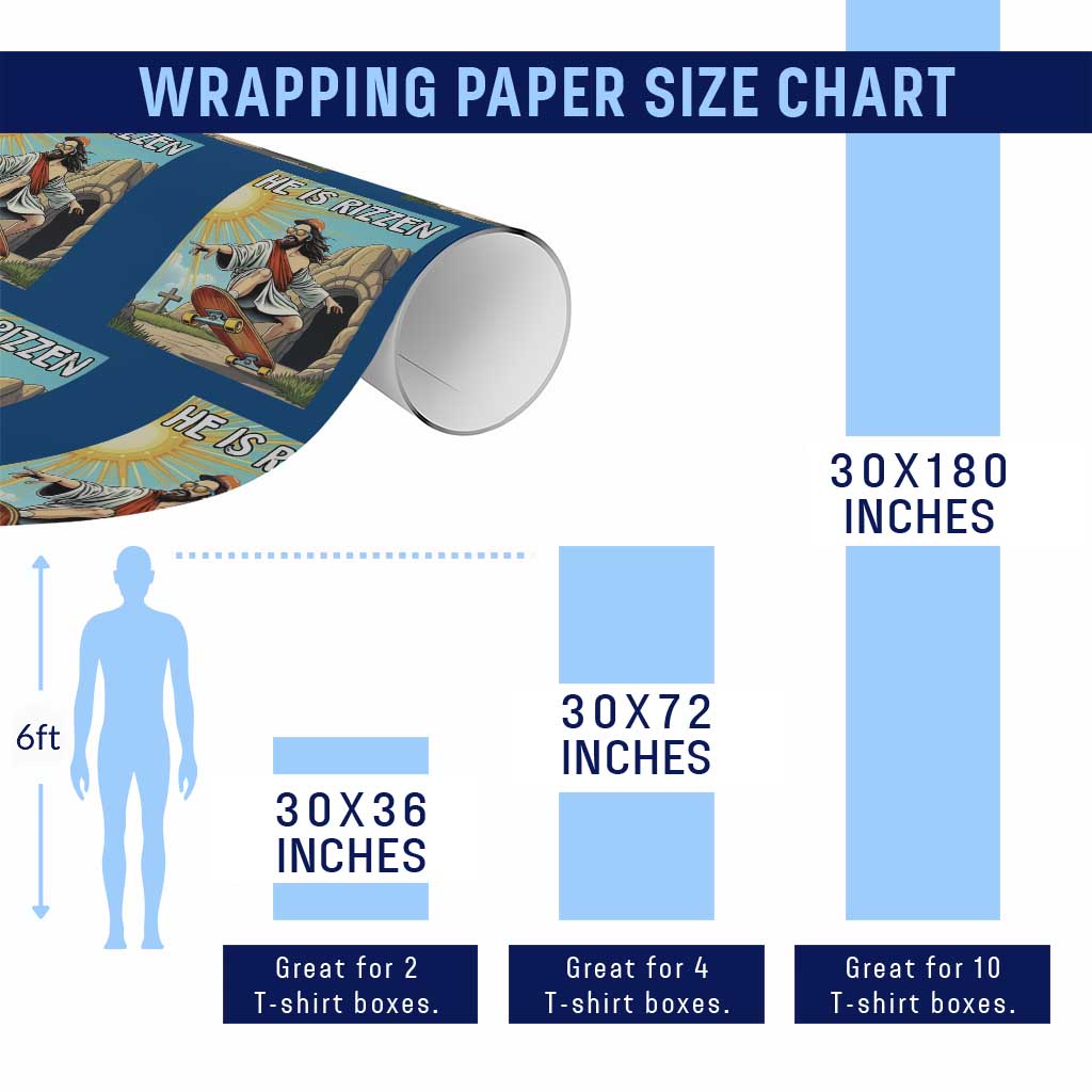He is Rizzen Wrapping Paper Roll Funny Jesus Skateboarding Christian Meme - Wonder Print Shop