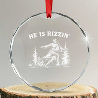 He Is Rizzin Crystal Glass Ornament Christian Soccer Funny Gift For Believers