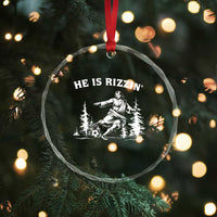 He Is Rizzin Crystal Glass Ornament Christian Soccer Funny Gift For Believers