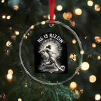 He Is Rizzin Crystal Glass Ornament Funny Christian Faith Soccer Player Gift