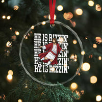 He Is Rizzin Crystal Glass Ornament Funny Christian Soccer Lover Gift