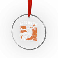 He is Rizzin Crystal Glass Ornament Funny Jesus Playing Basketball Vintage Faith - Wonder Print Shop