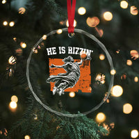 He is Rizzin Crystal Glass Ornament Funny Jesus Playing Basketball Vintage Faith - Wonder Print Shop