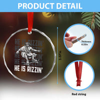 He Is Rizzin Funny Christian Easter Skateboarding Jesus Meme Crystal Glass Ornament Faith Humor Trendy Youth Gift