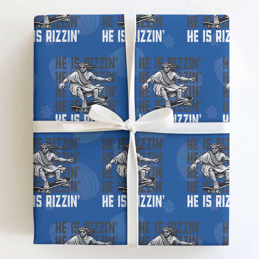 He Is Rizzin Funny Christian Easter Skateboarding Jesus Meme Wrapping Paper Roll Faith Humor Trendy Youth Gift