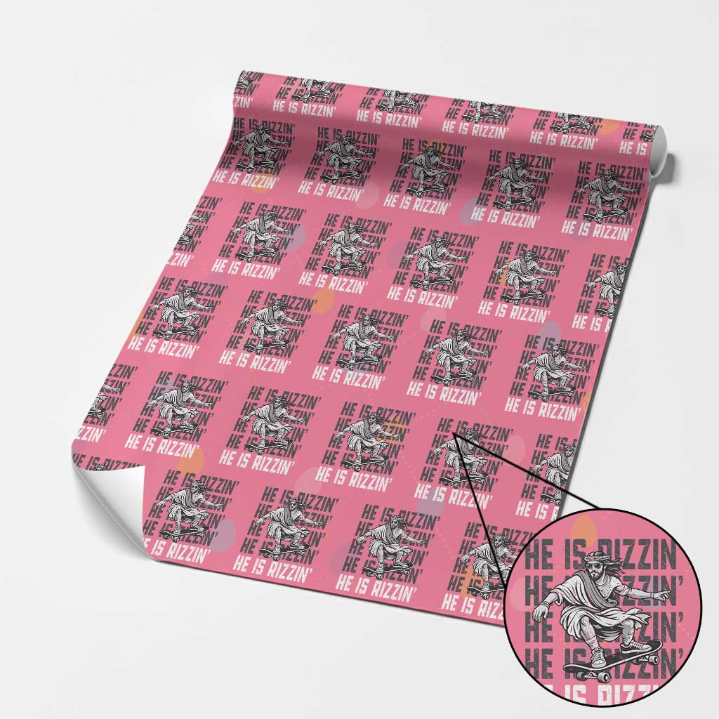 He Is Rizzin Funny Christian Easter Skateboarding Jesus Meme Wrapping Paper Roll Faith Humor Trendy Youth Gift