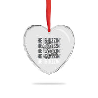 He Is Rizzin Funny Christian Easter Skateboarding Jesus Meme Heart Crystal Glass Ornament Faith Humor Trendy Youth Gift