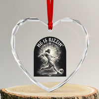 He Is Rizzin Heart Crystal Glass Ornament Funny Christian Faith Soccer Player Gift