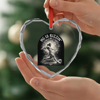 He Is Rizzin Heart Crystal Glass Ornament Funny Christian Faith Soccer Player Gift