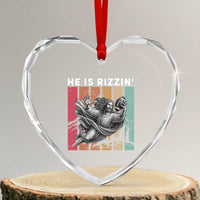 He Is Rizzin Heart Crystal Glass Ornament Funny Christian Football Lover Gift - Wonder Print Shop
