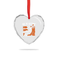 He is Rizzin Heart Crystal Glass Ornament Funny Jesus Playing Basketball Vintage Faith - Wonder Print Shop