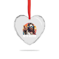 He is Rizzin Heart Crystal Glass Ornament Funny Jesus Vintage Faith - Wonder Print Shop