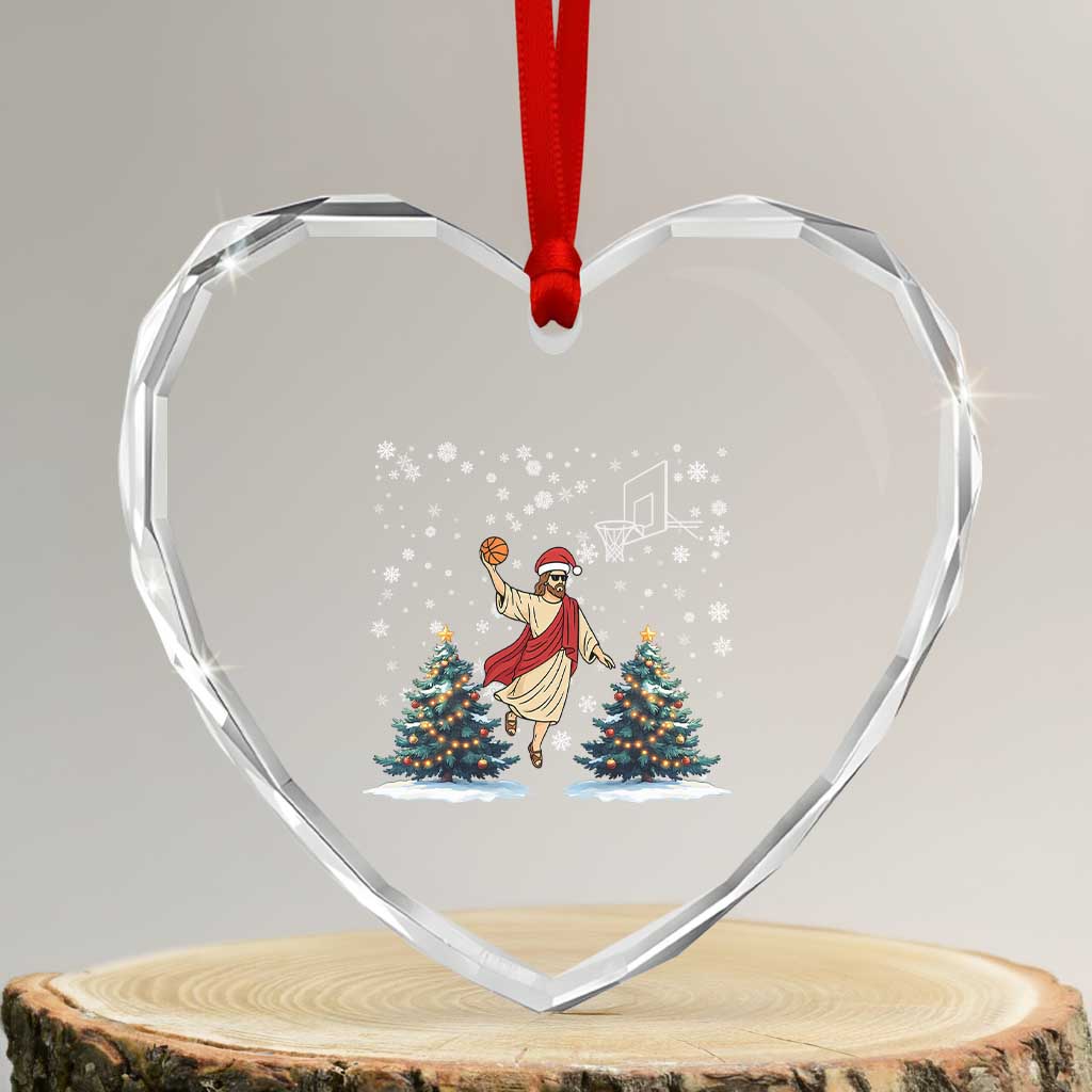 He Is Rizzin Heart Crystal Glass Ornament Funny Xmas Slam Dunk Basketball Gift - Wonder Print Shop