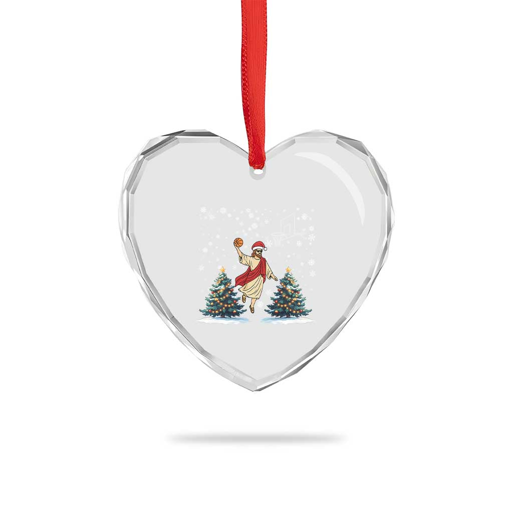 He Is Rizzin Heart Crystal Glass Ornament Funny Xmas Slam Dunk Basketball Gift - Wonder Print Shop