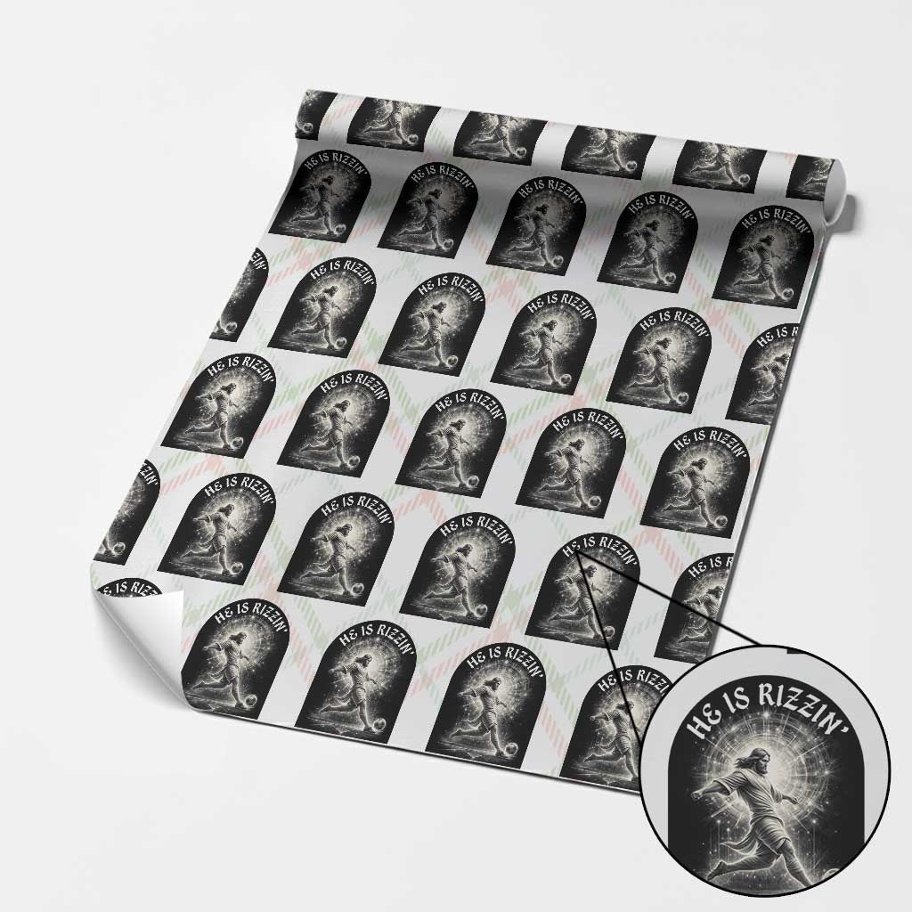 He Is Rizzin Wrapping Paper Roll Funny Christian Faith Soccer Player Gift