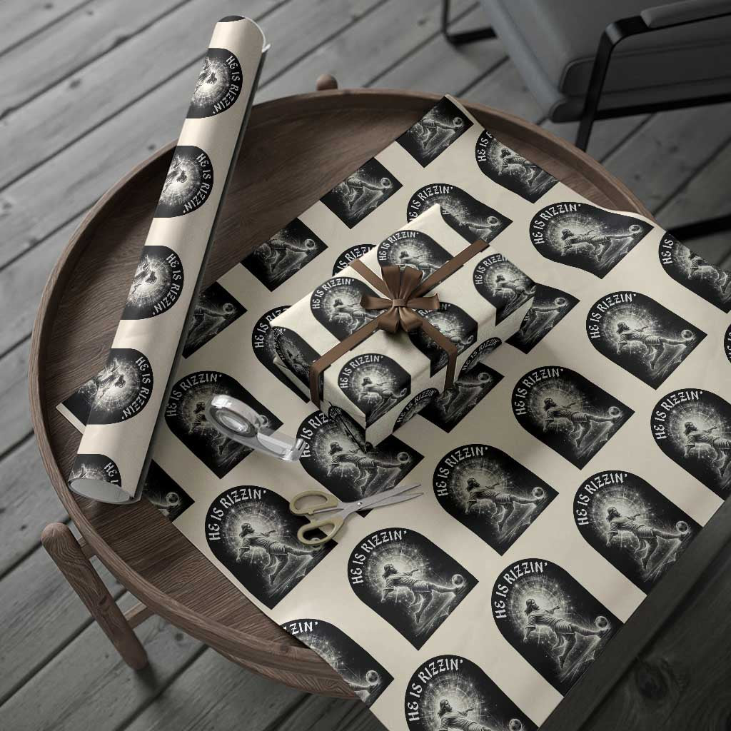 He Is Rizzin Wrapping Paper Roll Funny Christian Faith Soccer Player Gift