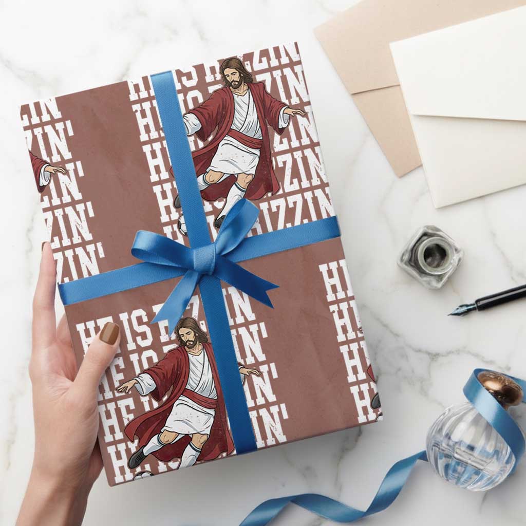 He Is Rizzin Wrapping Paper Roll Funny Christian Soccer Lover Gift