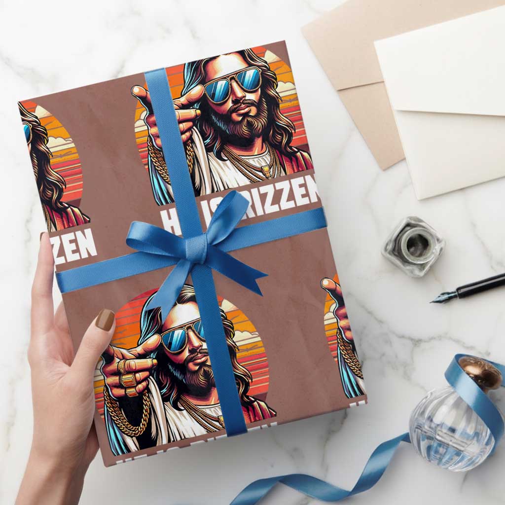 He is Rizzin Wrapping Paper Roll Funny Jesus Vintage Faith - Wonder Print Shop