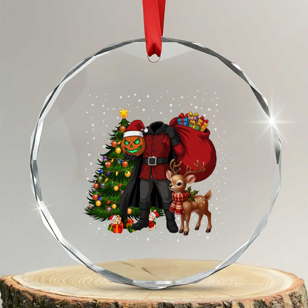 Headless Horseman Santa Crystal Glass Ornament Funny Christmas Mashup Gift TS12