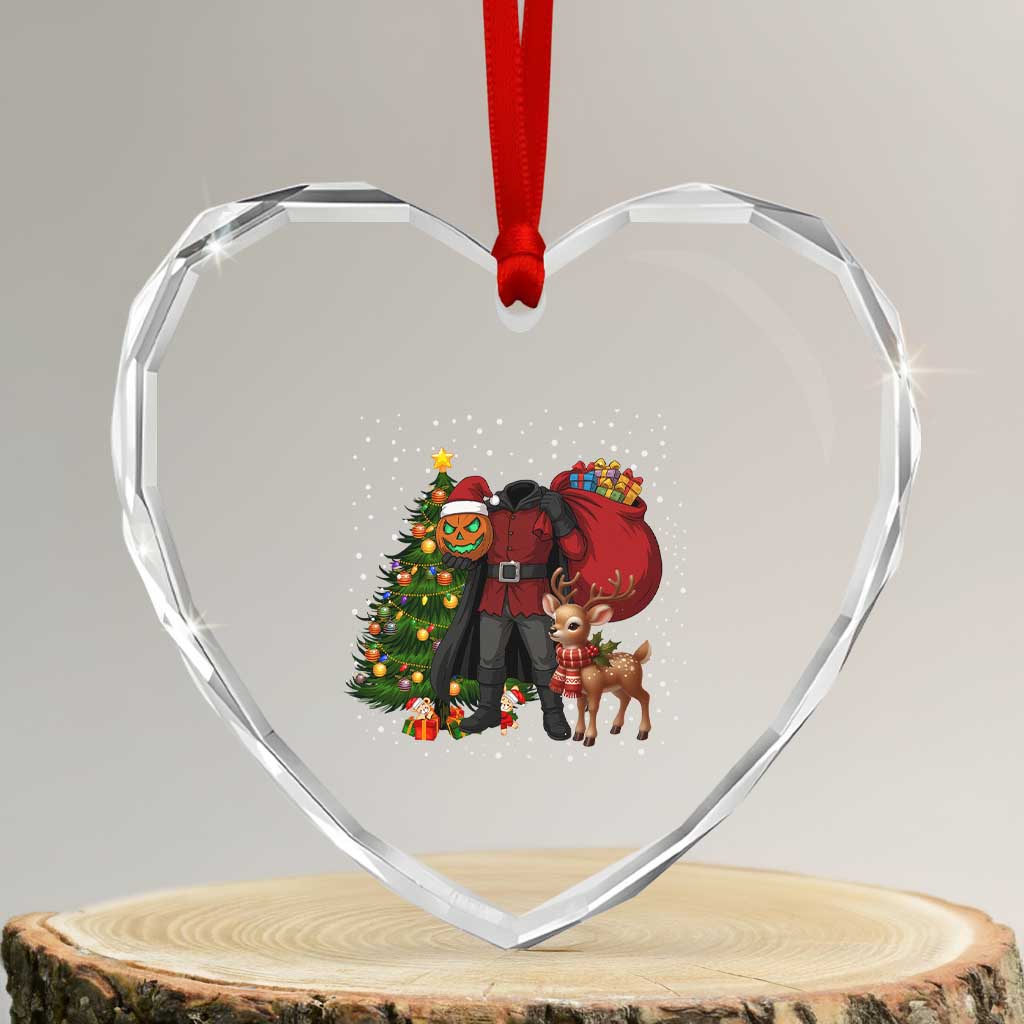 Headless Horseman Santa Heart Crystal Glass Ornament Funny Christmas Mashup Gift - Wonder Print Shop