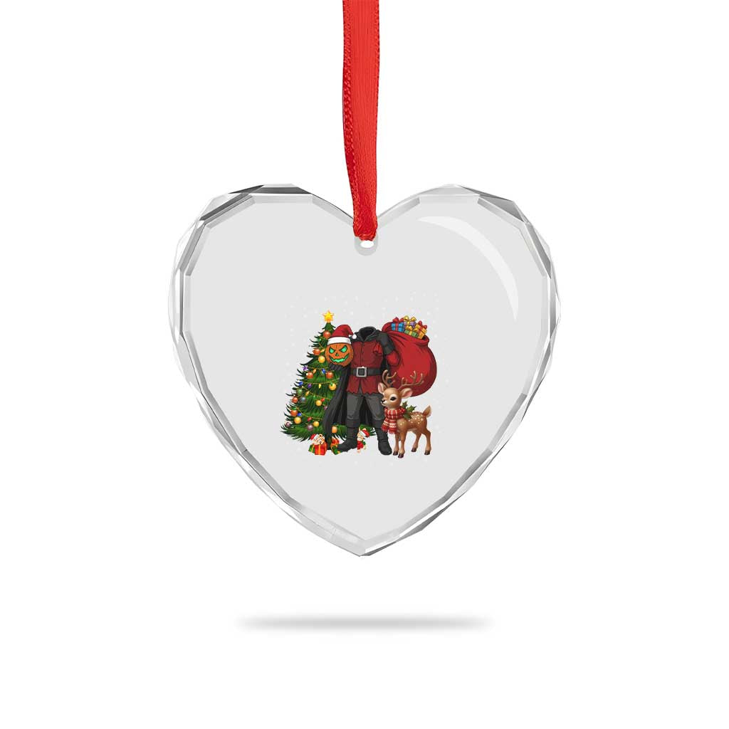 Headless Horseman Santa Heart Crystal Glass Ornament Funny Christmas Mashup Gift - Wonder Print Shop