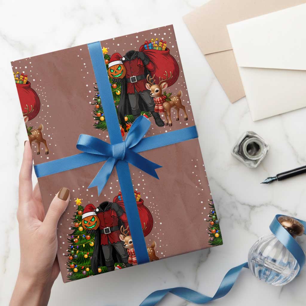 Headless Horseman Santa Wrapping Paper Roll Funny Xmas Mashup Gift - Wonder Print Shop