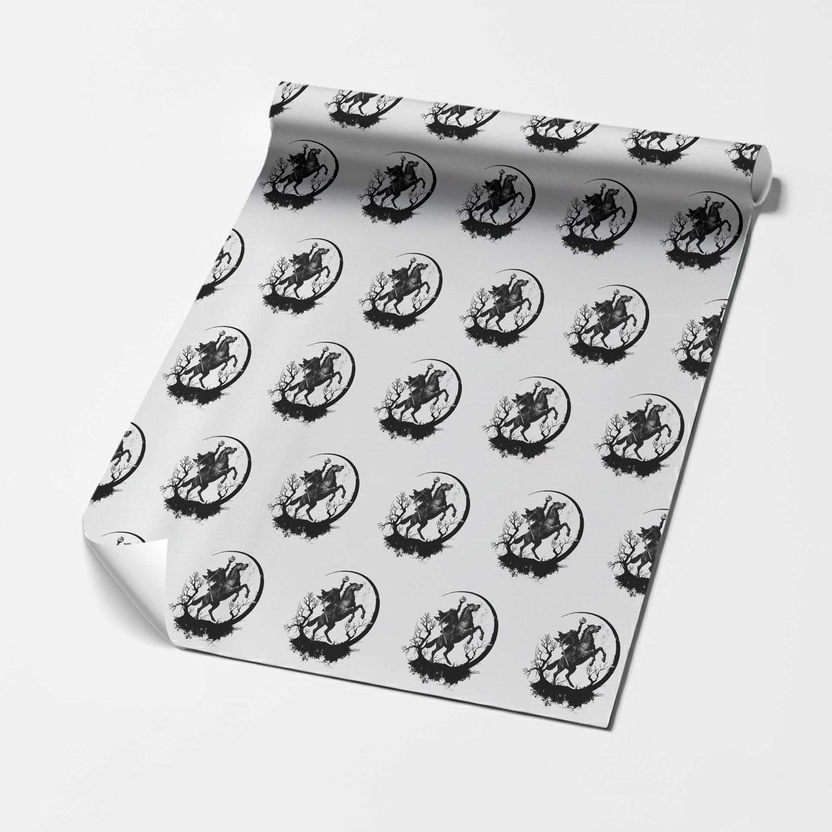 Headless Horseman Wrapping Paper Roll Retro Gothic Scary Pumpkin Moon Halloween Costume - Wonder Print Shop