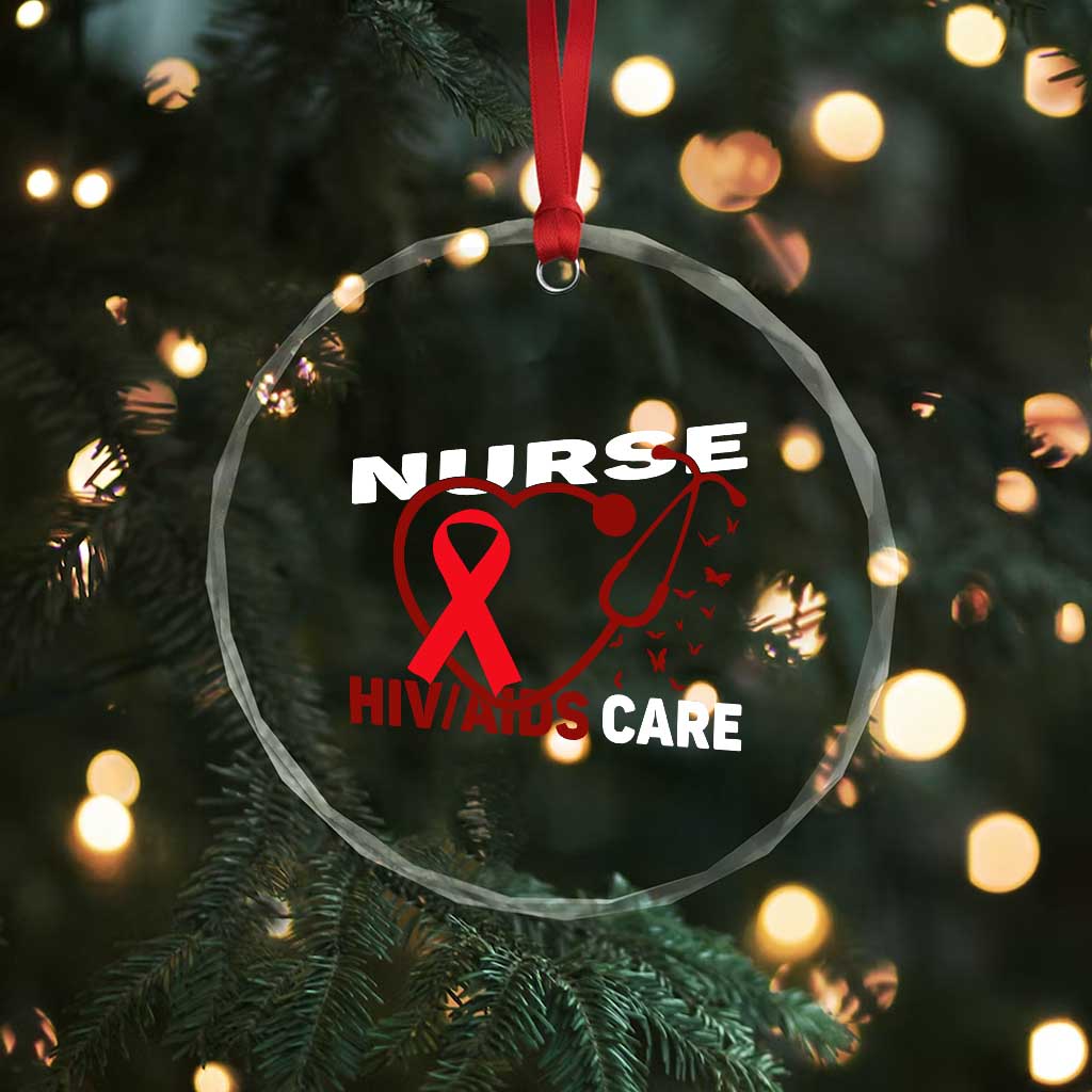 Healthcare Hero HIV AIDS Care Nurse Gift Crystal Glass Ornament - Wonder Print Shop
