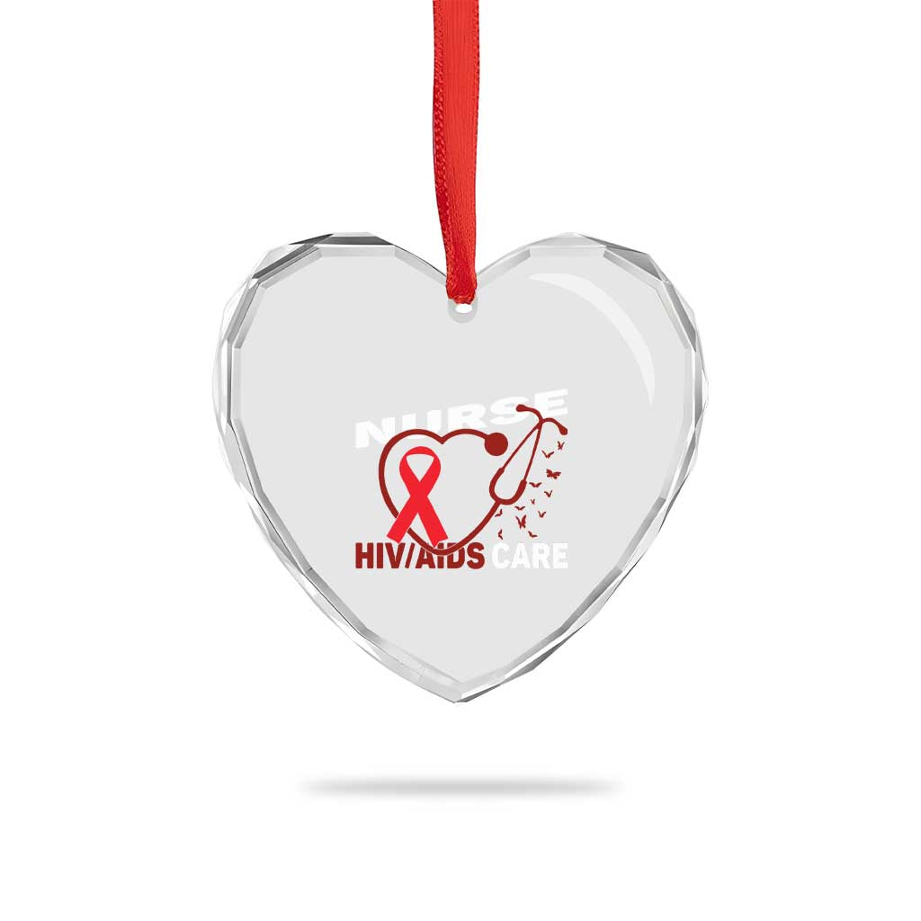 Healthcare Hero HIV AIDS Care Nurse Gift Heart Crystal Glass Ornament - Wonder Print Shop
