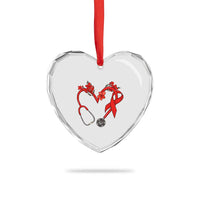 Healthcare Hero HIV Awareness Heart Crystal Glass Ornament Red Ribbon Support Gift - Wonder Print Shop
