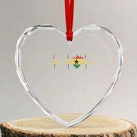 Heart Ghana Flag Heart Crystal Glass Ornament Heartbeat EKG Pulse Proud Ghanaian