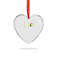 Heart Ghana Flag Heart Crystal Glass Ornament Heartbeat EKG Pulse Proud Ghanaian