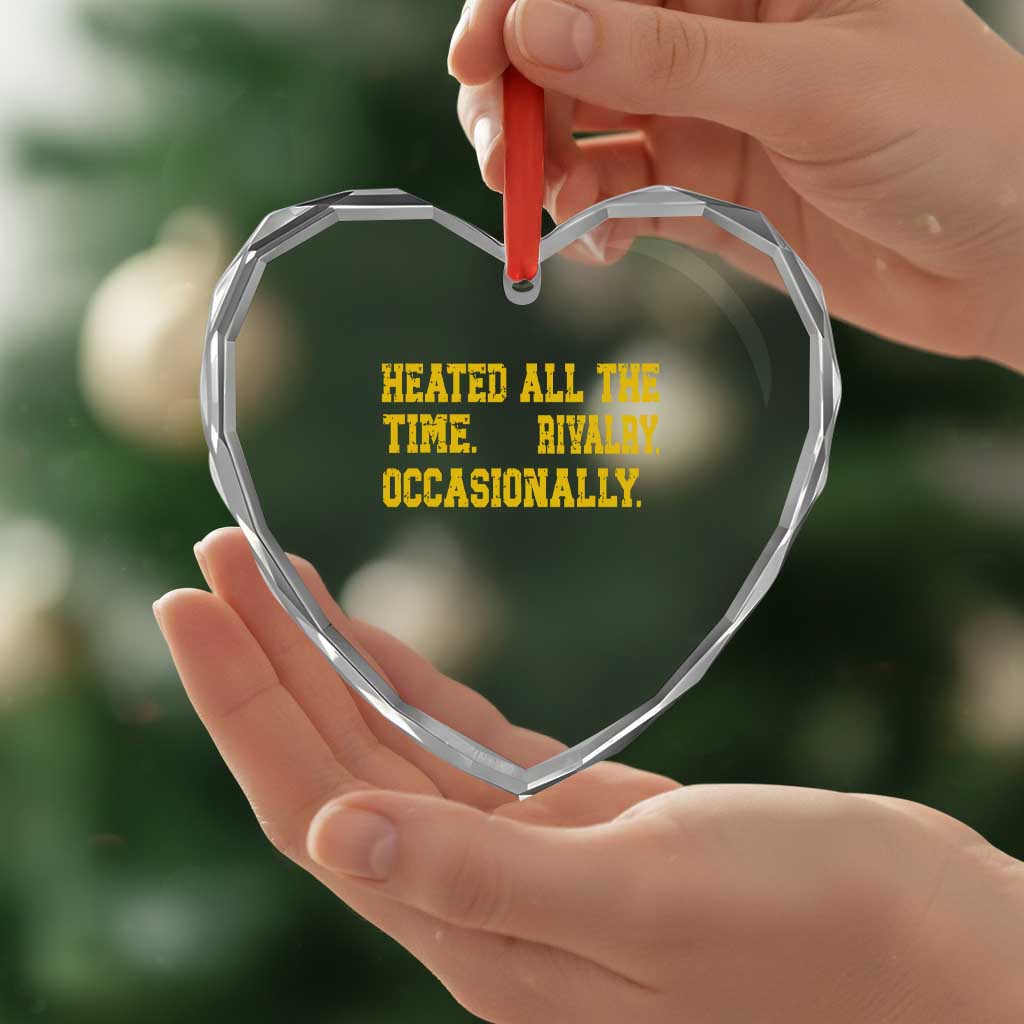 Heated All The Time Rivalry Occasionally Heart Crystal Glass Ornament Viral Hockey Romance for Passionate Fans
