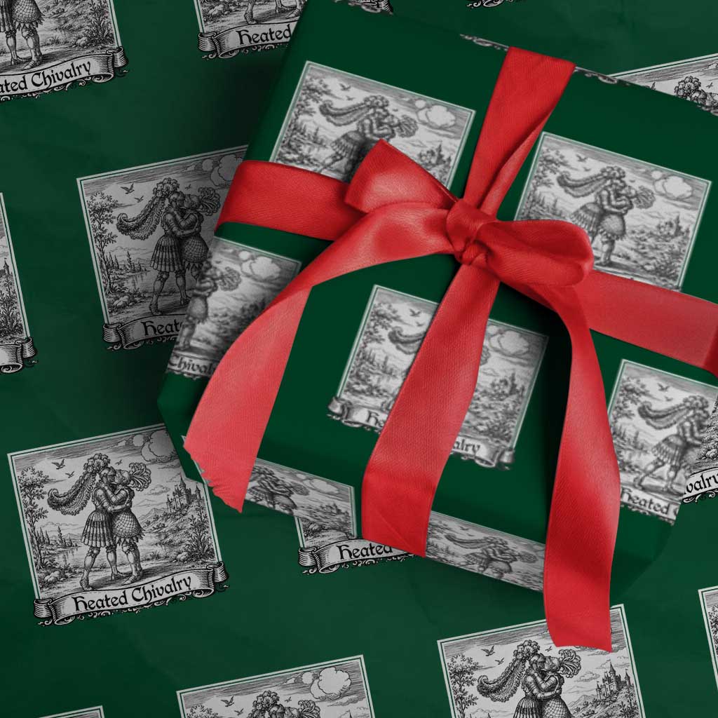 Heated Chivalry Medieval Knights Kissing LGBT Pride Wrapping Paper Roll