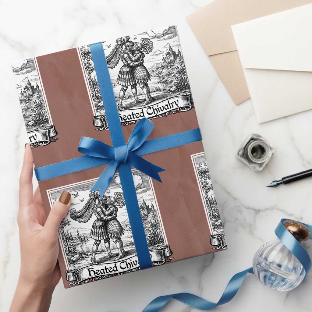 Heated Chivalry Medieval Knights Kissing LGBT Pride Wrapping Paper Roll