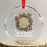 Heathens Greeting Crystal Glass Ornament Pagan Christmas Wreath Yule Holiday - Wonder Print Shop