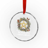 Heathens Greeting Crystal Glass Ornament Pagan Christmas Wreath Yule Holiday - Wonder Print Shop