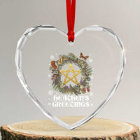 Heathens Greeting Heart Crystal Glass Ornament Pagan Christmas Wreath Yule Holiday - Wonder Print Shop