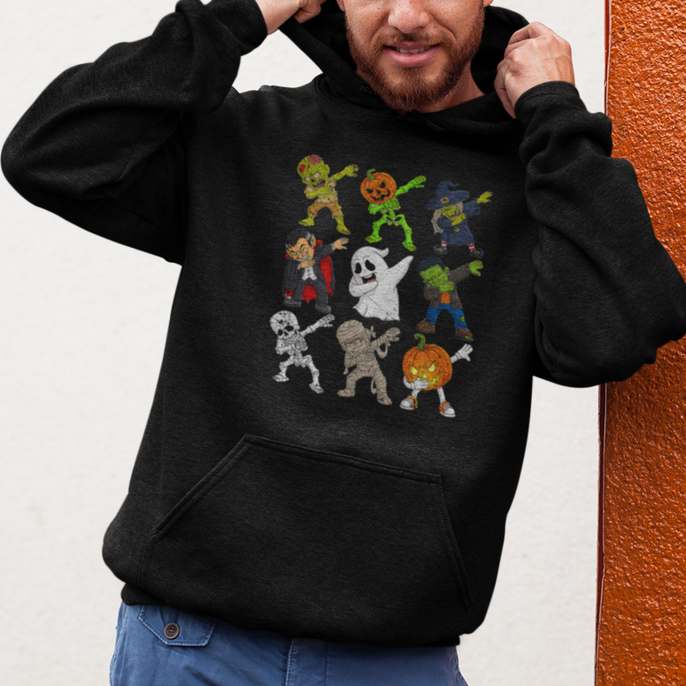 Halloween Costume Hoodie Spooky Dabbing Skeleton Zombie Scary Pumpkin - Wonder Print Shop