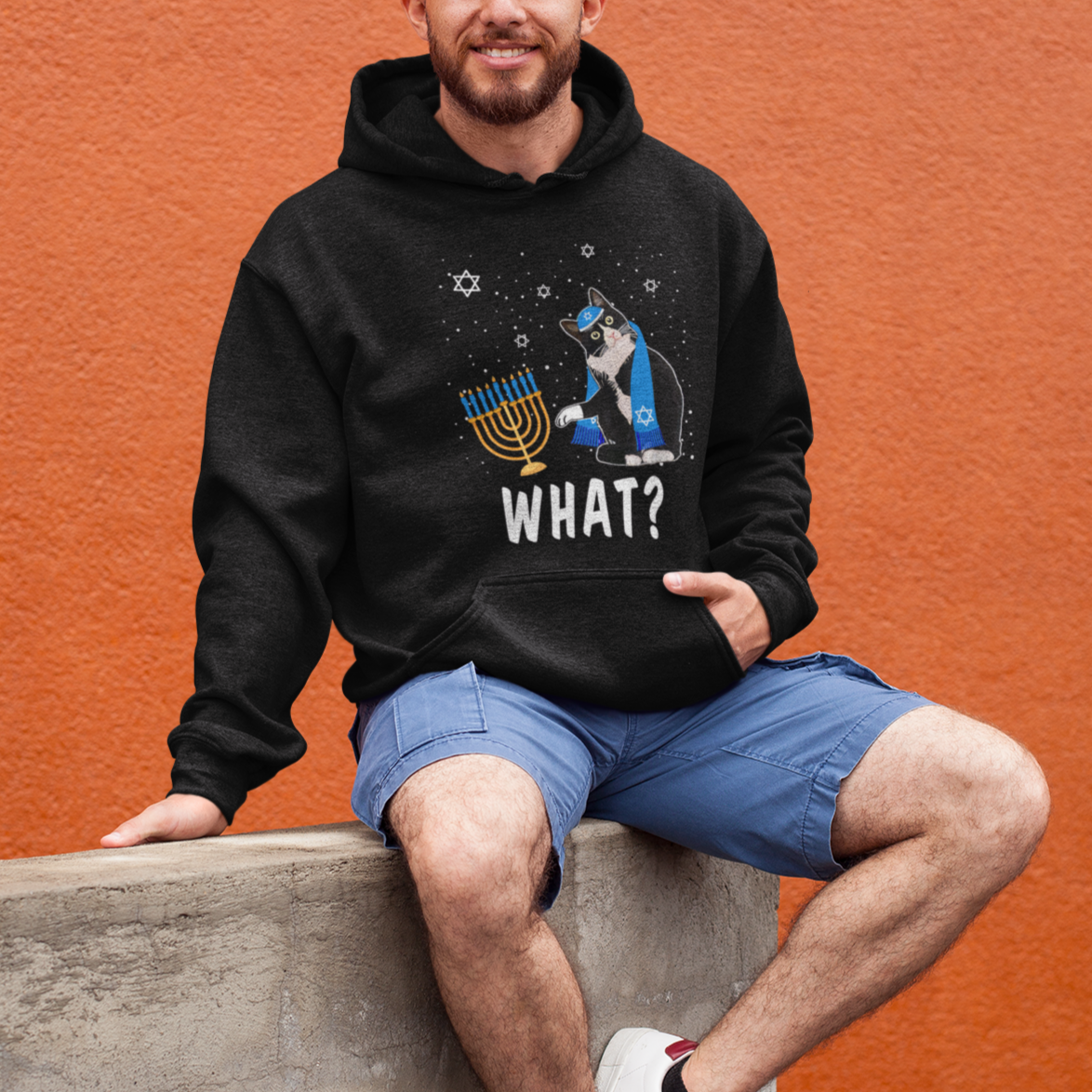 Hanukkah Cat Hoodie What Hanukkah Cat Funny Chanukah Jewish Women Girls Kids - Wonder Print Shop