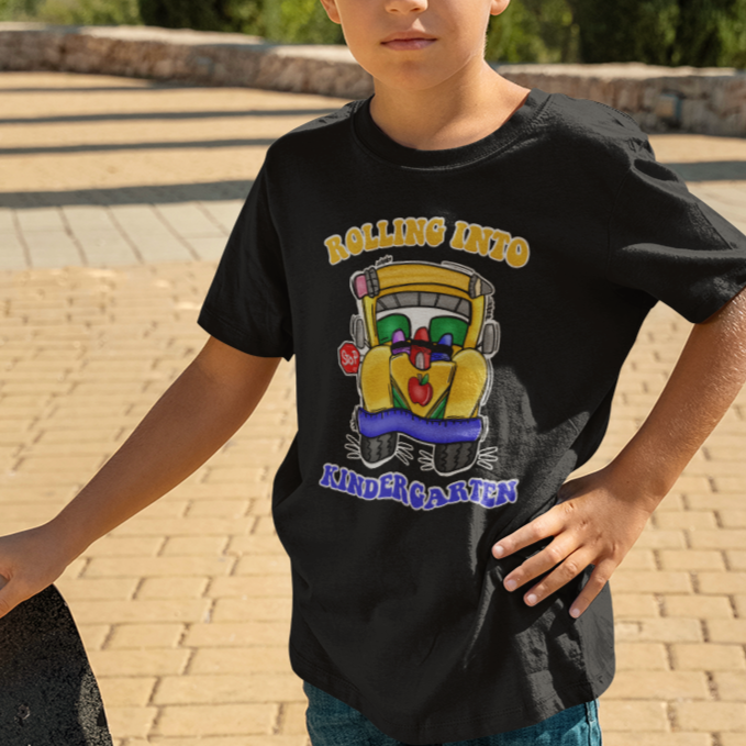 Kindergarten School Bus T Shirt For Kid Rolling Into Kinder 1st Day Of School - Wonder Print Shop