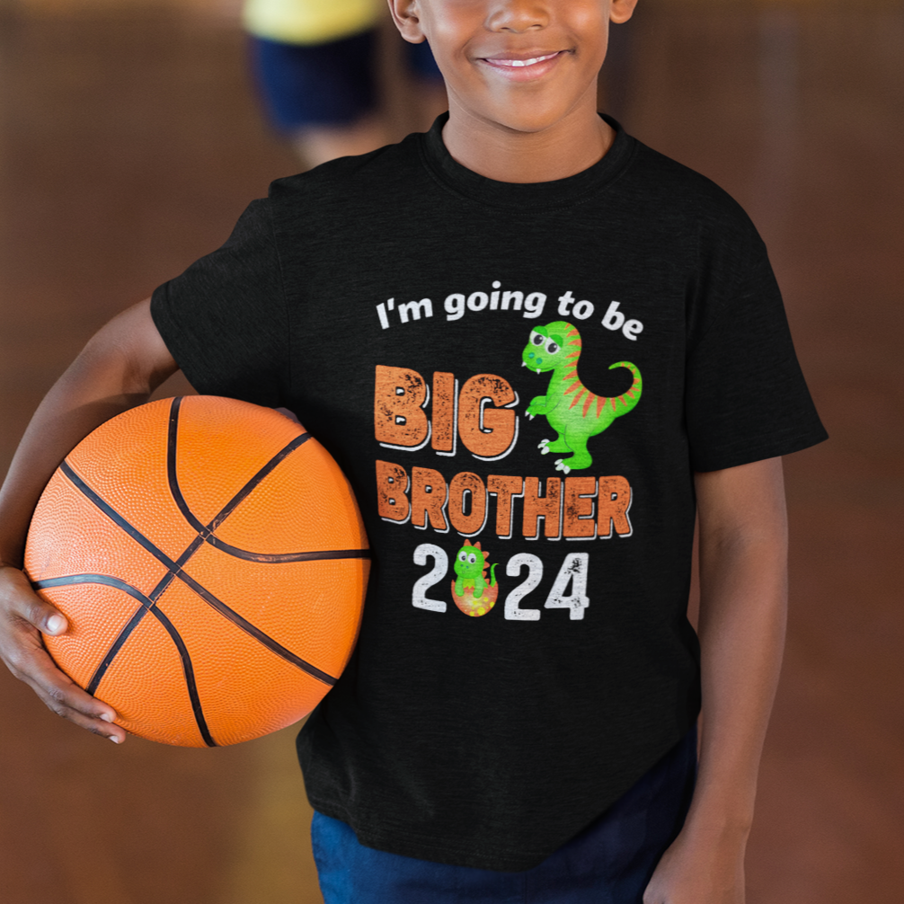 I'm Going To Be Big Brother 2024 Dinosaur Bro Baby T Shirt For Kid - Wonder Print Shop