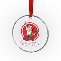 Heavy Mental Crystal Glass Ornament Sleigher Santa Playing Guitar TS09
