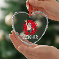 Heavy Mental Heart Crystal Glass Ornament Sleigher Santa Playing Guitar - Wonder Print Shop