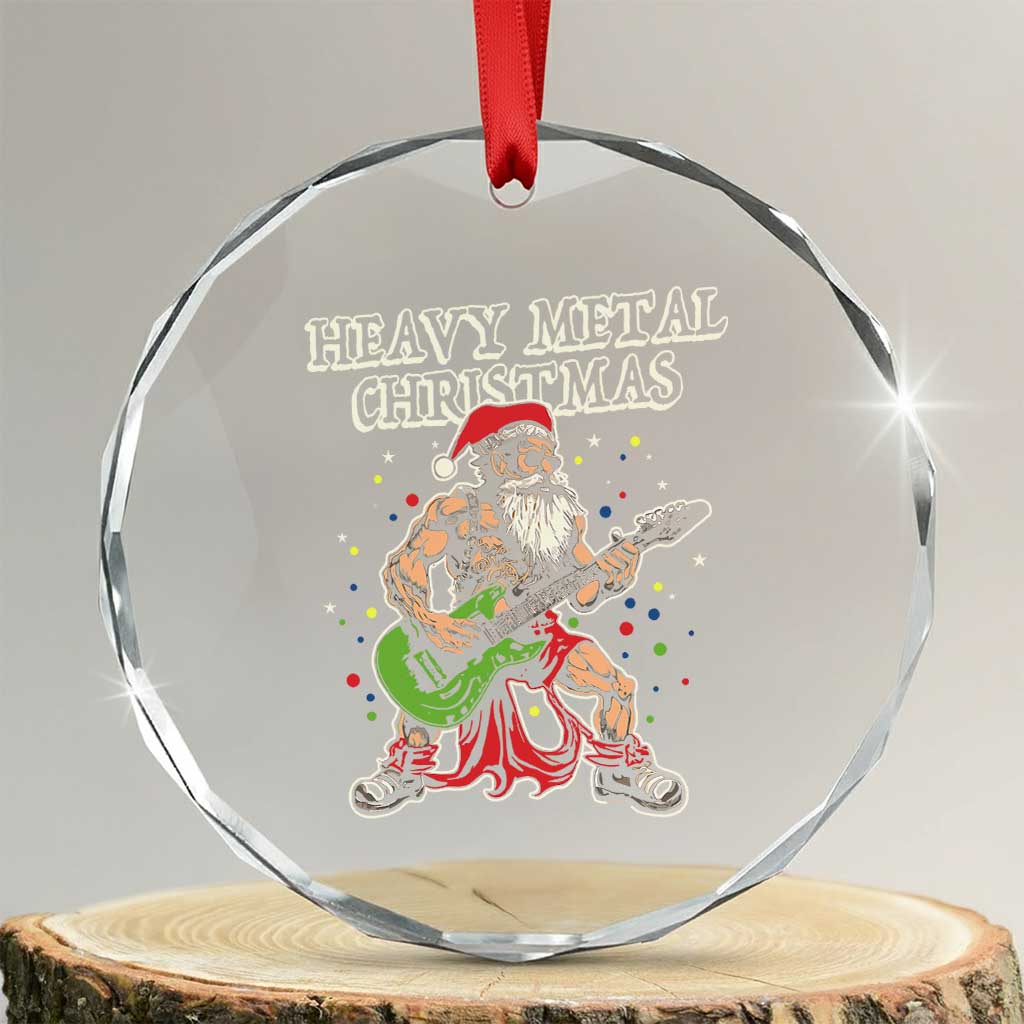 Heavy Metal Santa Crystal Glass Ornament Playing Guitar Christmas Rock Music Lover - Wonder Print Shop