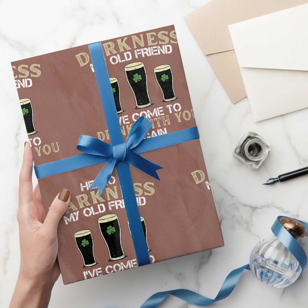 Hello Darkness My Old Friend Funny Irish Stout Beer Wrapping Paper Roll St. Patrick’s Day Drinking Humor Craft Brew Lovers