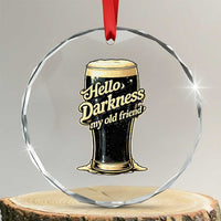 Hello Darkness My Old Friend Funny Stout Beer Crystal Glass Ornament Vintage Craft Brew Lovers
