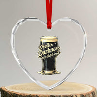 Hello Darkness My Old Friend Funny Stout Beer Heart Crystal Glass Ornament Vintage Craft Brew Lovers