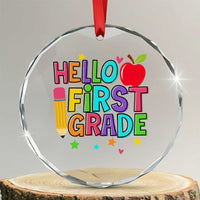 Hello First Grade Teacher Crystal Glass Ornament Back To School 1st Grade Team - Wonder Print Shop